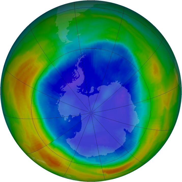 Antarctic ozone map for 27 August 1996